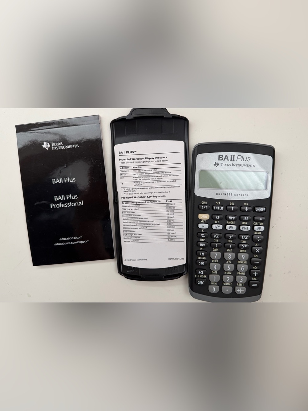 Texas Instruments BA II Plus Calculator with Black Slide Cover